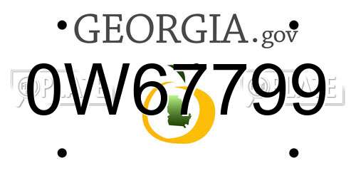 0W67799 Georgia License Plate