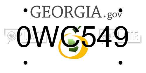 0WC549 Georgia License Plate