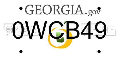 0WCB49 Georgia License Plate