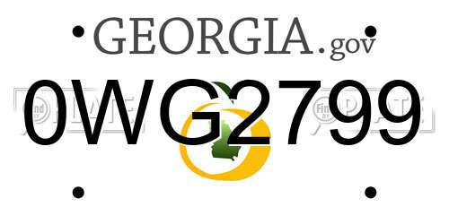 0WG2799 Georgia License Plate