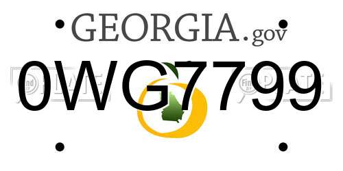 0WG7799 Georgia License Plate