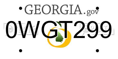 0WGT299 Georgia License Plate