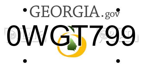 0WGT799 Georgia License Plate