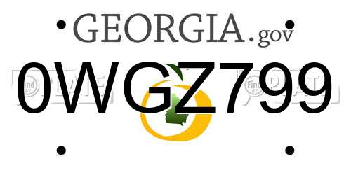 0WGZ799 Georgia License Plate