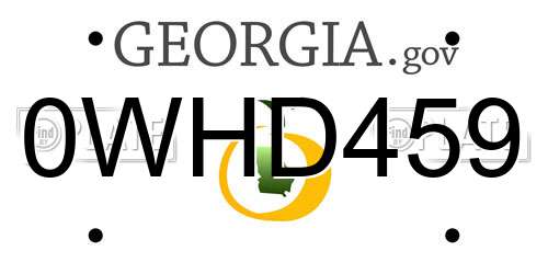 0WHD459 Georgia License Plate