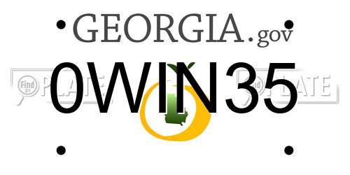 0WIN35 Georgia License Plate