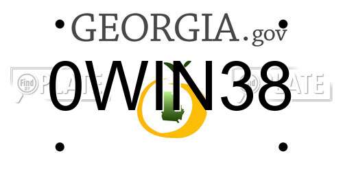 0WIN38 Georgia License Plate