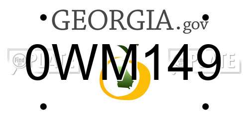 0WM149 Georgia License Plate