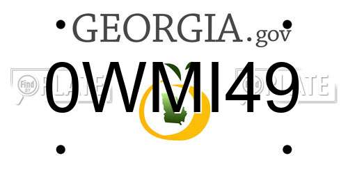0WMI49 Georgia License Plate