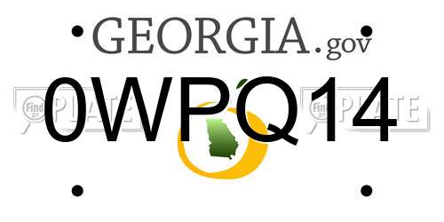 0WPQ14 Georgia License Plate