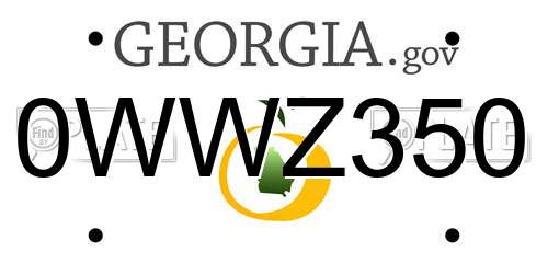 0WWZ350 Georgia License Plate