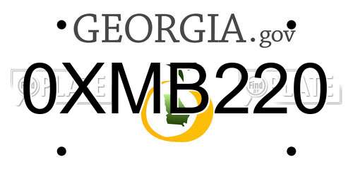 0XMB220 Georgia License Plate