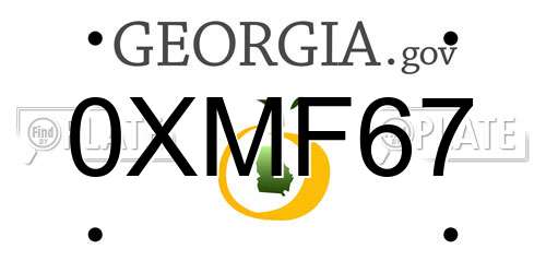 0XMF67 Georgia License Plate