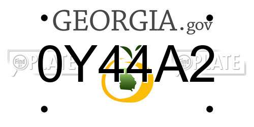 0Y44A2 Georgia License Plate