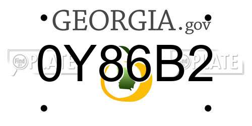 0Y86B2 Georgia License Plate