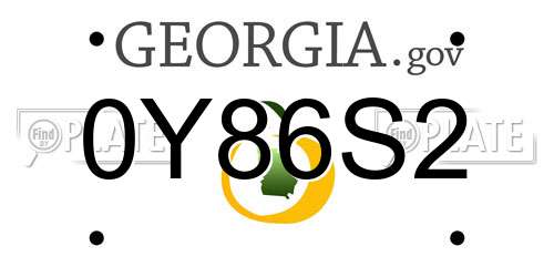 0Y86S2 Georgia License Plate