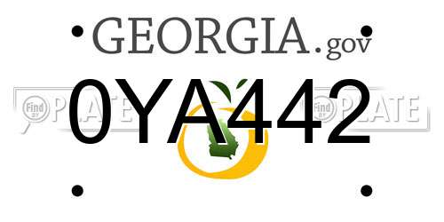 0YA442 Georgia License Plate