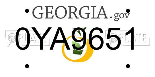 0YA9651 Georgia License Plate