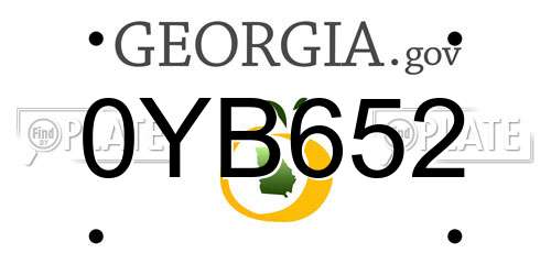 0YB652 Georgia License Plate