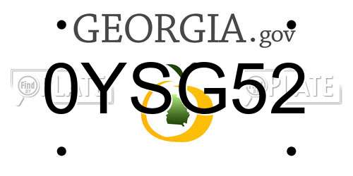 0YSG52 Georgia License Plate