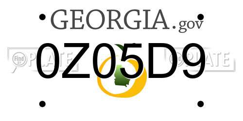 0Z05D9 Georgia License Plate