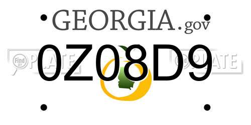 0Z08D9 Georgia License Plate