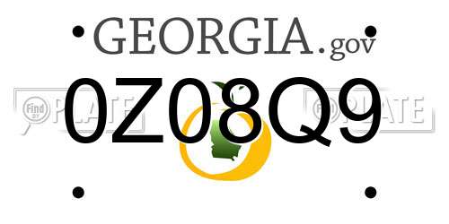 0Z08Q9 Georgia License Plate
