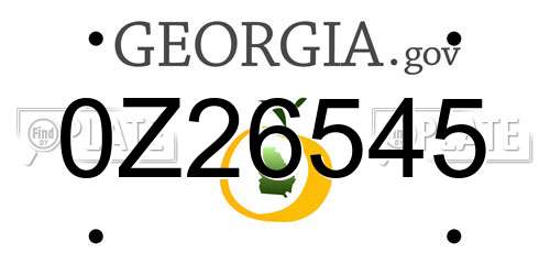 0Z26545 Georgia License Plate