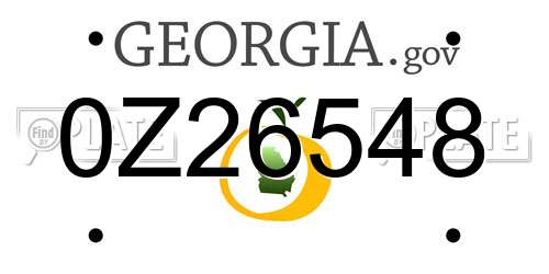 0Z26548 Georgia License Plate