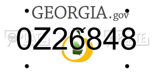 0Z26848 Georgia License Plate