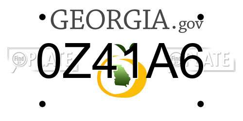 0Z41A6 Georgia License Plate