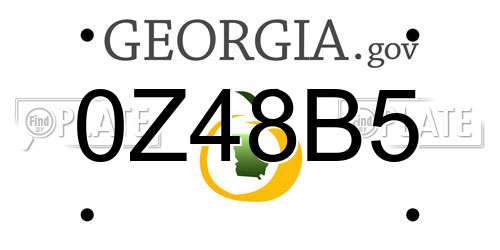 0Z48B5 Georgia License Plate