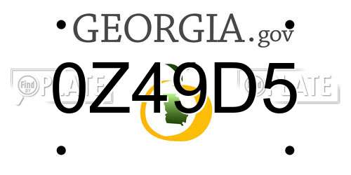 0Z49D5 Georgia License Plate
