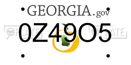 0Z49O5 Georgia License Plate