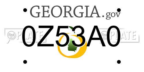 0Z53A0 Georgia License Plate