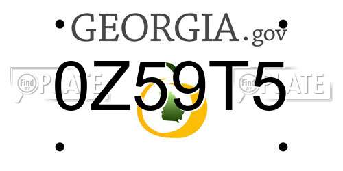 0Z59T5 Georgia License Plate