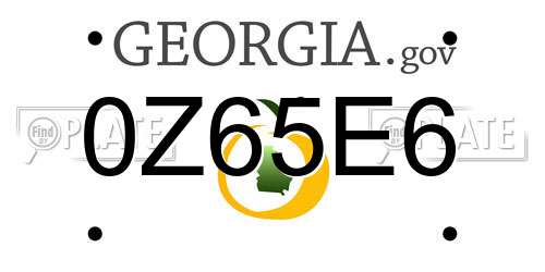 0Z65E6 Georgia License Plate