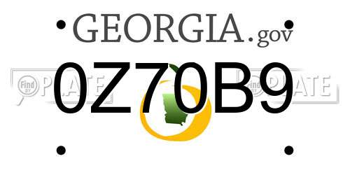 0Z70B9 Georgia License Plate