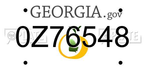 0Z76548 Georgia License Plate