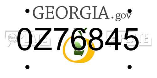 0Z76845 Georgia License Plate