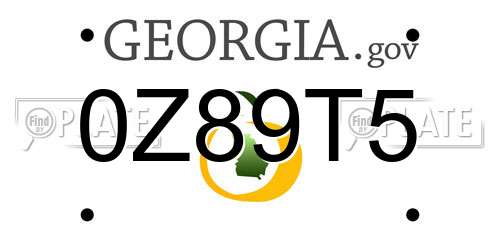 0Z89T5 Georgia License Plate