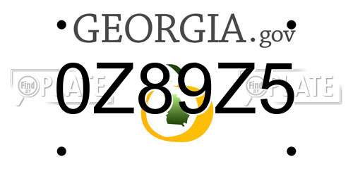 0Z89Z5 Georgia License Plate