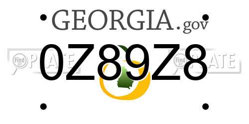 0Z89Z8 Georgia License Plate