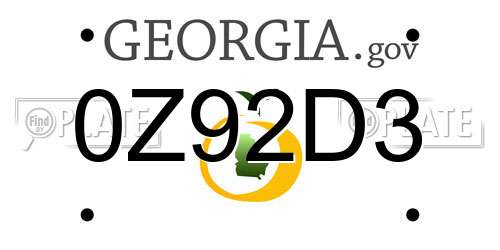 0Z92D3 Georgia License Plate