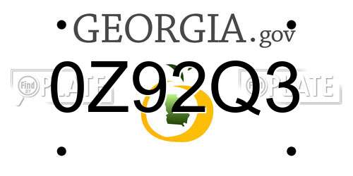 0Z92Q3 Georgia License Plate
