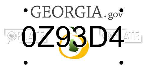 0Z93D4 Georgia License Plate