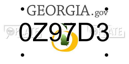 0Z97D3 Georgia License Plate