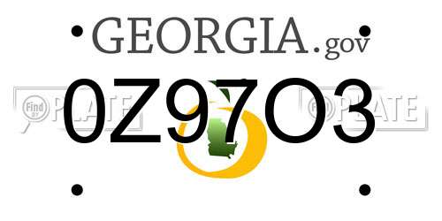 0Z97O3 Georgia License Plate