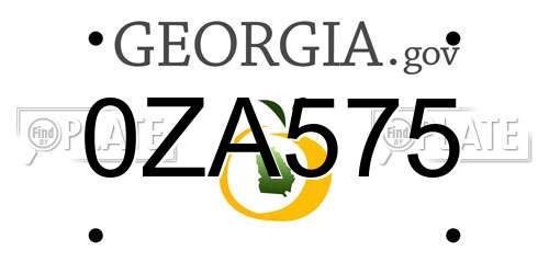 0ZA575 Georgia License Plate