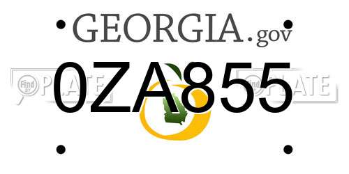 0ZA855 Georgia License Plate